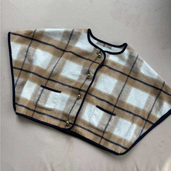 Janie and Jack Wool Blend Plaid Cape Poncho size 2T - Picture 2 of 6